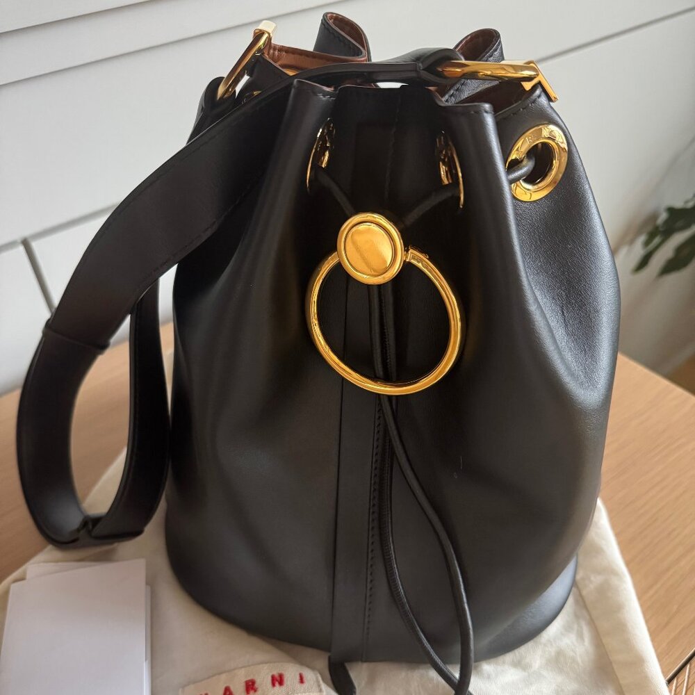 MARNI Earring Bag in Black Leather